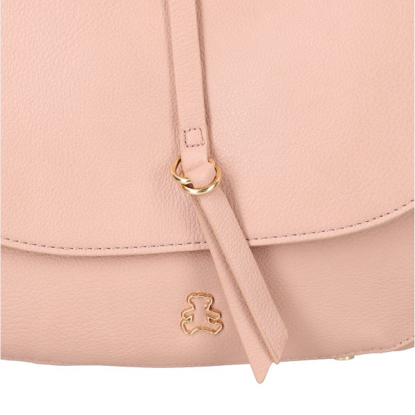 Geanta casual crossbody de dama piele eco roz texturata cu bretea suplimentara Lulu Castagnette BSLLCA2103086 121