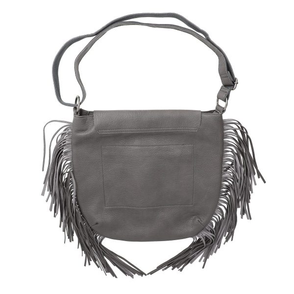 Geanta tip postas talie mare piele ecologica gri cu franjuri lungi TurboBags BSTBCR2108156 119