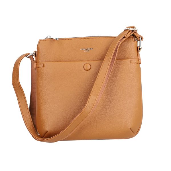 Geanta casual piele ecologica maro cu maner si doua buzunare suplimentare David Jones BSDJCA2108327 120