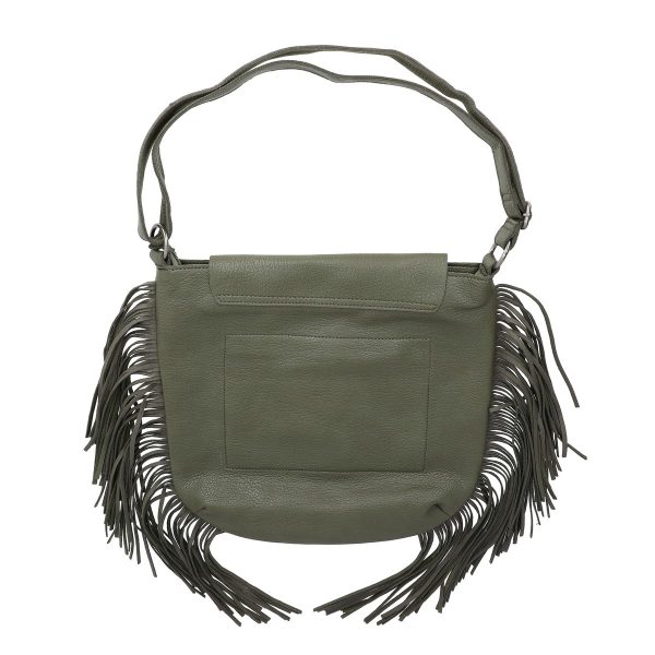 Geanta cu Franjuri Lungi Tip Postas Talie Mare Piele Eco Verde - TurboBags BSTBCR2108154 119