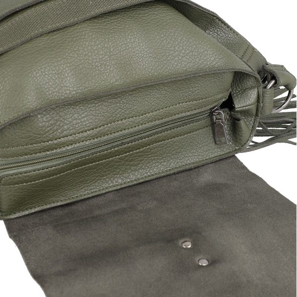 Geanta cu Franjuri Lungi Tip Postas Talie Mare Piele Eco Verde - TurboBags BSTBCR2108154 121