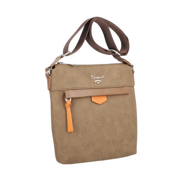 David Jones - Geanta tip postas dama din piele ecologica verde petrol buzunar exterior cu fermoar David Jones BSDJCA2108319