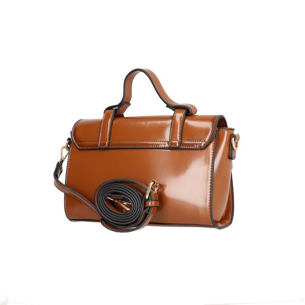 Geanta dama tip postas piele eco maro cu maner maro si inchidere fermoar Nobo BSNOCR2108224 121