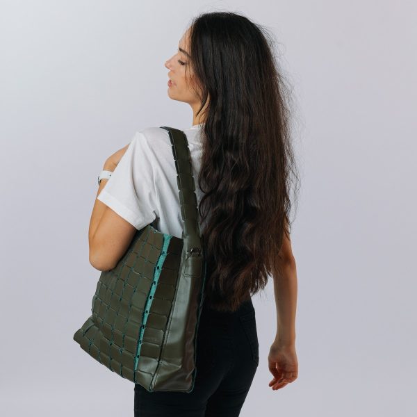 Geanta Shopper de umar dama piele eco verde kaki cu compartiment spatios Potri BSPO2108140 121