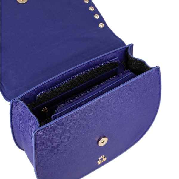 Geanta casual tip postas de dama din piele neteda eco albastru regal cu trei buzunare Lulu Castagnette BSDJCA2103127 121