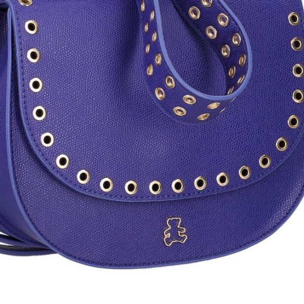 Geanta casual tip postas de dama din piele neteda eco albastru regal cu trei buzunare Lulu Castagnette BSDJCA2103127 122