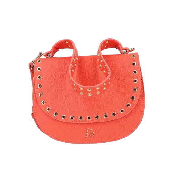 Geanta casual tip postas dama din piele ecologica rosu coral cu trei buzunare Lulu Castagnette BSDJCA2103128 122