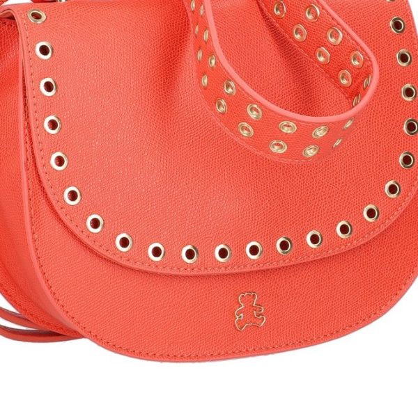 Geanta casual tip postas dama din piele ecologica rosu coral cu trei buzunare Lulu Castagnette BSDJCA2103128 124