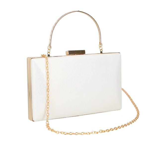 Clutch cu Pietre - Geanta ocazie dama din material sintetic auriu lucios cu maner lant Roxana BS1049HD2207504