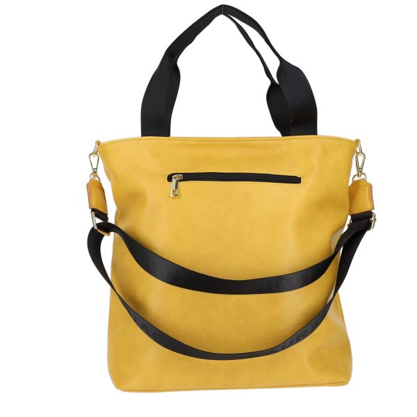 Geanta Shopper dama din piele ecologica galbena cu franjuri galbeni si un compartiment Laura Biaggi BSLBSH2103008 121