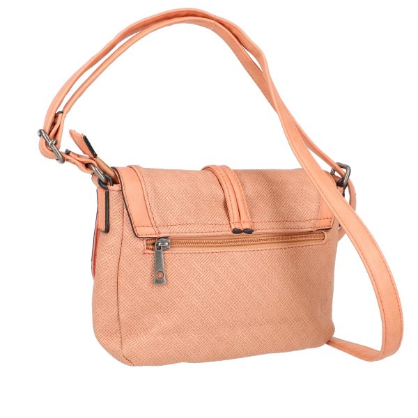 Geanta casual dama din piele eco roz light cu catarama metalica si clapeta texturata Turbo Bags BSCA210181 120
