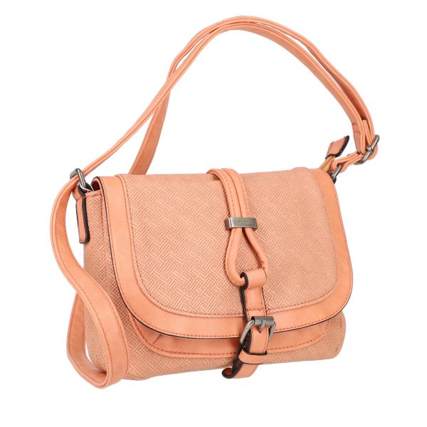 Geanta casual dama din piele eco roz light cu catarama metalica si clapeta texturata Turbo Bags BSCA210181 122