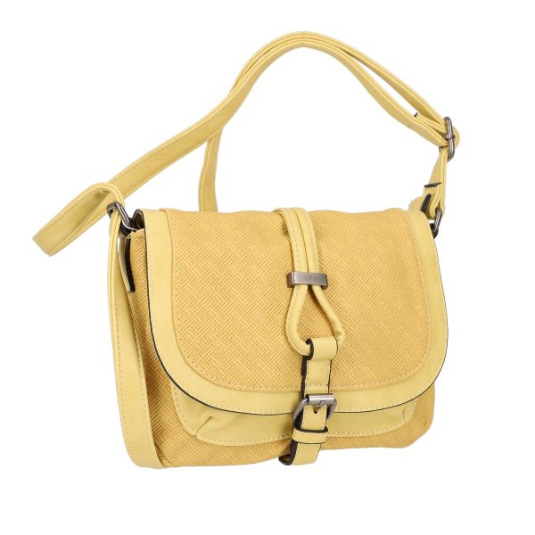 Geanta casual dama piele ecologica galbena cu catarama metalica si clapeta texturata Turbo Bags BSCA210183 122