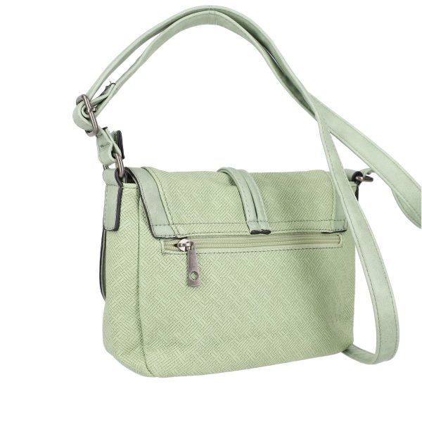 Geanta casual femei din piele ecologica verde light cu catarama metalica si clapeta texturata Turbo Bags BSCA210178 120