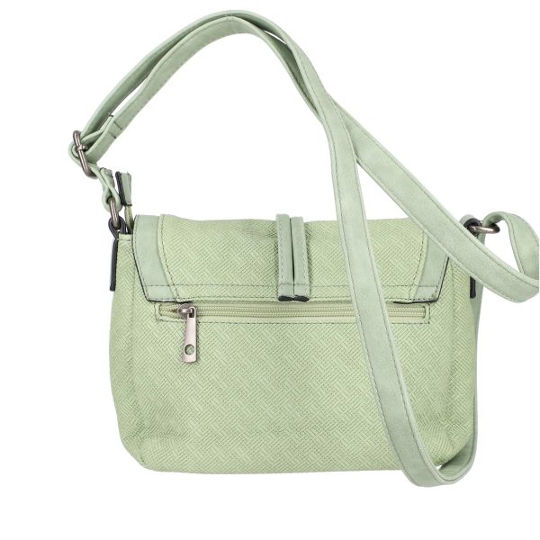 Geanta casual femei din piele ecologica verde light cu catarama metalica si clapeta texturata Turbo Bags BSCA210178 121