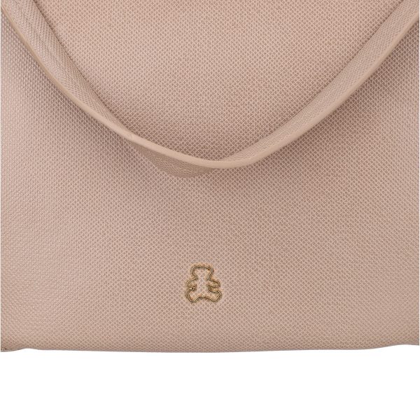 Crossbody Geanta din Piele Eco Bej Textura Lucioasa cu Buzunar Lateral - Lulu Castagnette BSLLCA2103116 120