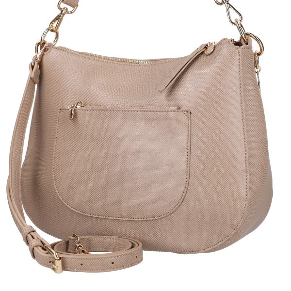 Crossbody Geanta din Piele Eco Bej Textura Lucioasa cu Buzunar Lateral - Lulu Castagnette BSLLCA2103116 121