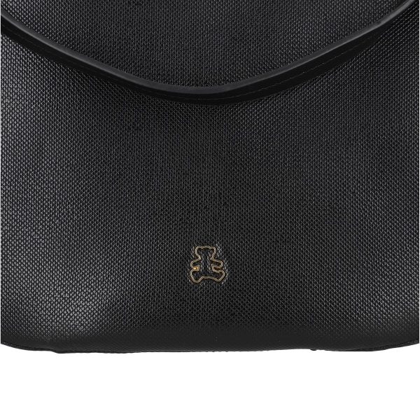 Geanta crossbody femei piele eco neagra textura lucioasa cu buzunar lateral Lulu Castagnette BSLLCA2103113 120