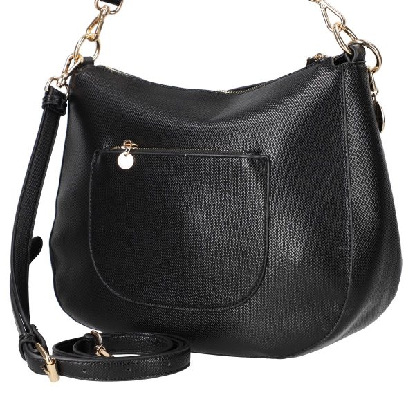 Geanta crossbody femei piele eco neagra textura lucioasa cu buzunar lateral Lulu Castagnette BSLLCA2103113 121