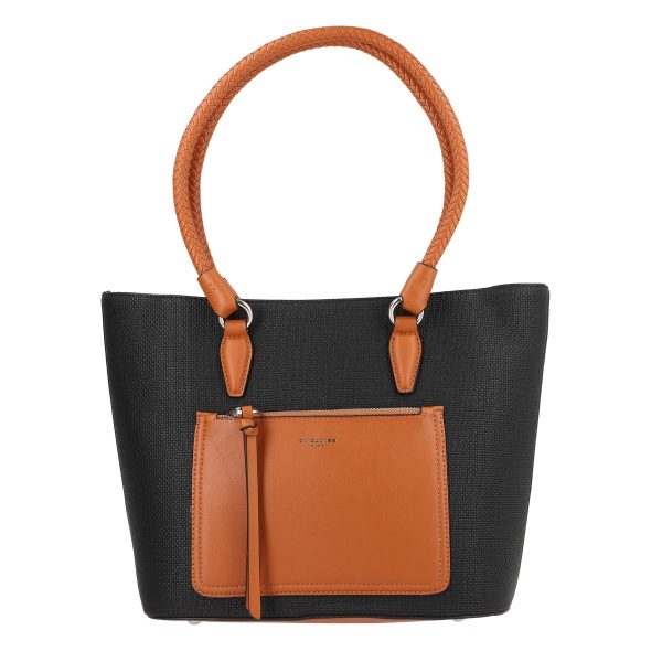 Geanta cu Buzunare Exterioare Casual de Umar Femei din Piele Eco Negru Maro - David Jones BSDJCA2106010 123