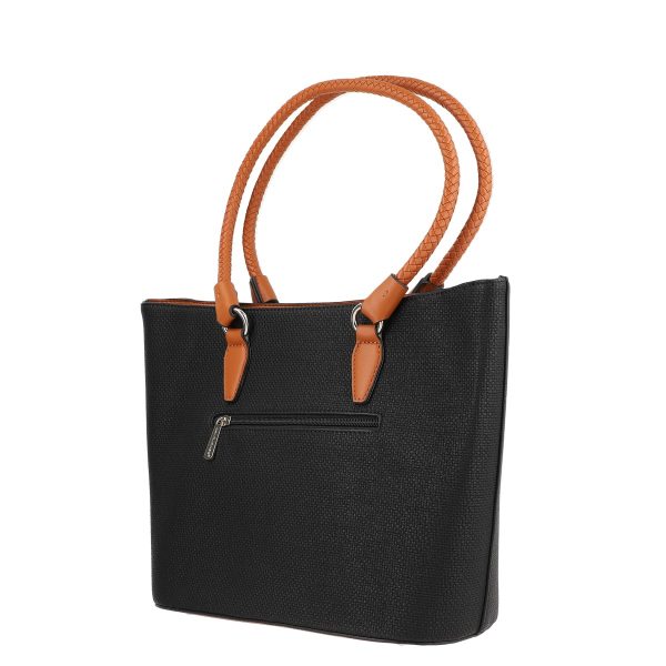 Geanta cu Buzunare Exterioare Casual de Umar Femei din Piele Eco Negru Maro - David Jones BSDJCA2106010 122