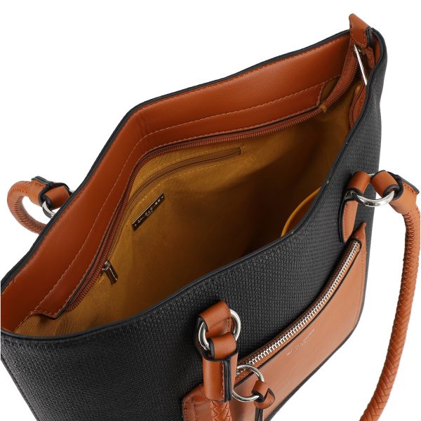 Geanta cu Buzunare Exterioare Casual de Umar Femei din Piele Eco Negru Maro - David Jones BSDJCA2106010 120
