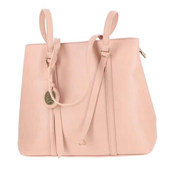 Geanta casual de umar dama piele eco roz cu garnituri aurii buzunar cu fermoar Lulu Castagnette BSLLCA2103058 119