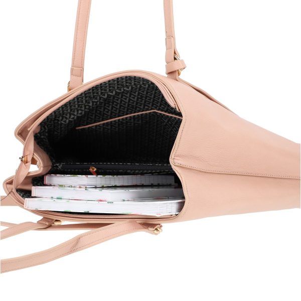 Geanta casual de umar dama piele eco roz cu garnituri aurii buzunar cu fermoar Lulu Castagnette BSLLCA2103058 122