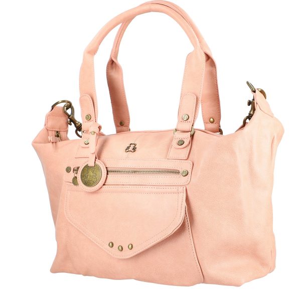 Geanta casual femei piele eco roz buzunare exterioare cu fermoar si bretea Lulu Castagnette BSLLCA2103043 120