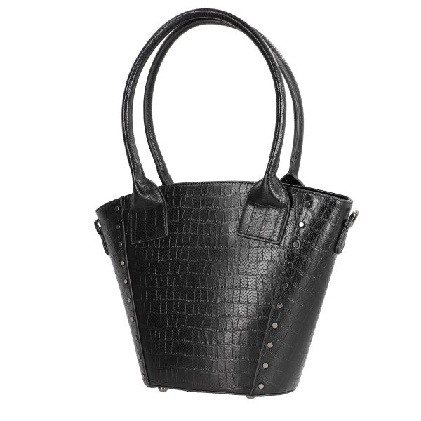 Geanta Shopper de femei din piele eco neagra forma trapeza cu logo exterior Nobo BSNO2102129 121