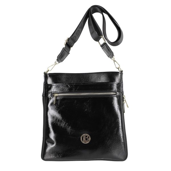 Geanta Crossbody Neagra Lucioasa Casual Femei Piele Ecologica cu Bretea Laura Biaggi BSLBCR2103016 119