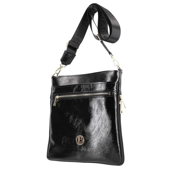 Geanta Crossbody Neagra Lucioasa Casual Femei Piele Ecologica cu Bretea Laura Biaggi BSLBCR2103016 120