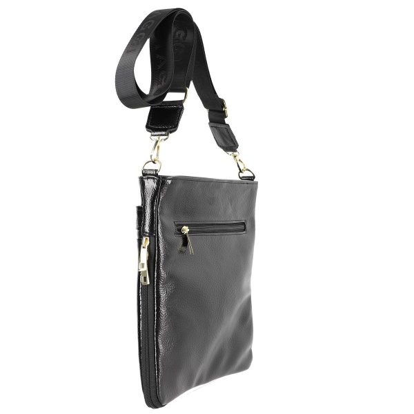Geanta Crossbody Neagra Lucioasa Casual Femei Piele Ecologica cu Bretea Laura Biaggi BSLBCR2103016 121