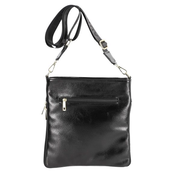 Geanta Crossbody Neagra Lucioasa Casual Femei Piele Ecologica cu Bretea Laura Biaggi BSLBCR2103016 122