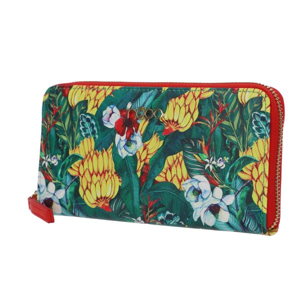 Portofel Dama Verde Casual Femei Piele Ecologica cu Imprimeu Floral si Fermoar - Nobo BSPN2102101 121