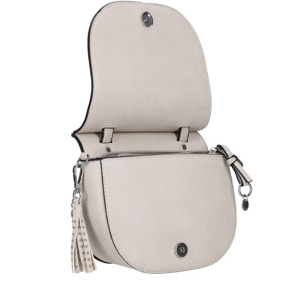 Poseta casual de femei din piele eco gri deschis cu tinte metalice si bretea detasabila Lulu Castagnette BSLLPOCA2103065 122