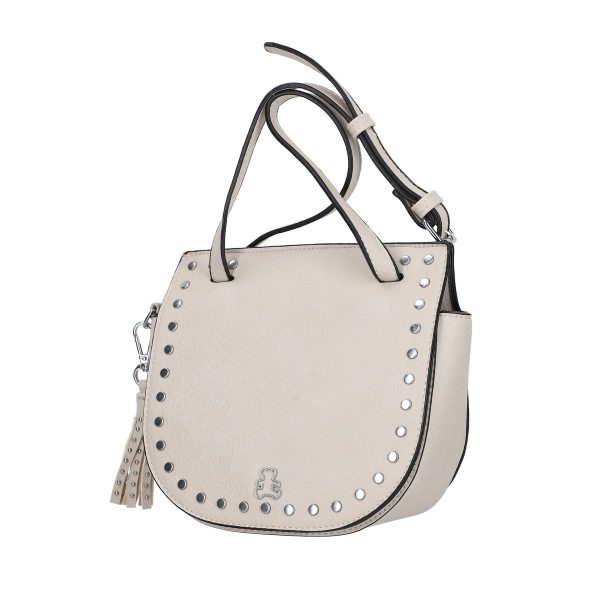 Poseta casual de femei din piele eco gri deschis cu tinte metalice si bretea detasabila Lulu Castagnette BSLLPOCA2103065 123