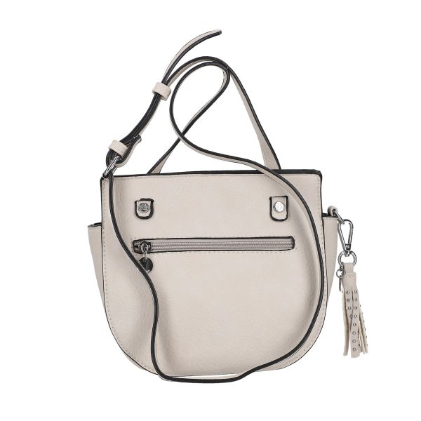 Poseta casual de femei din piele eco gri deschis cu tinte metalice si bretea detasabila Lulu Castagnette BSLLPOCA2103065 124