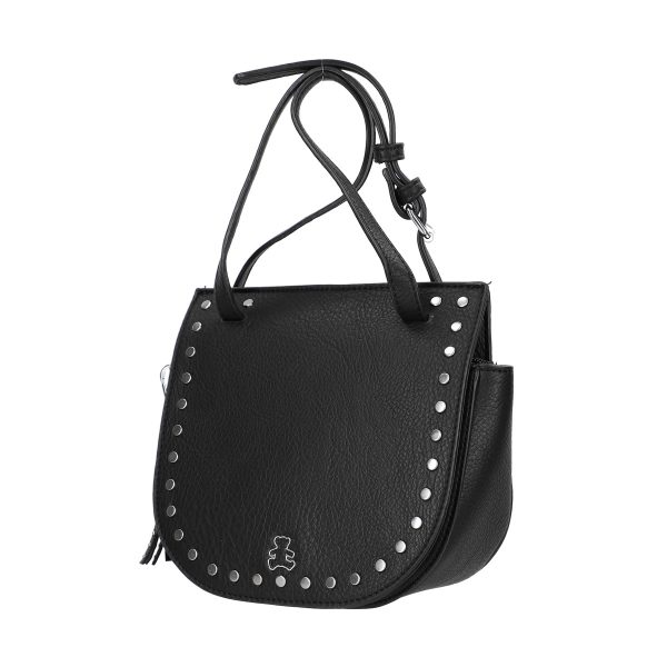 Poseta casual dama din piele eco neagra cu elemente metalice si bretea detasabila Lulu Castagnette BSLLPOCA2103064 121