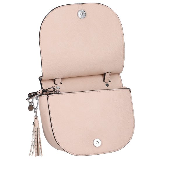 Poseta casual de dama din piele ecologica roz cu tinte metalice si bretea detasabila Lulu Castagnette BSLLPOCA2103066 123