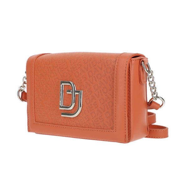 Poseta casual de dama din piele ecologica perforata maro caramiziu cu clapeta David Jones BSDJPO2102148 122