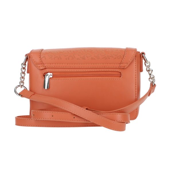 Poseta casual de dama din piele ecologica perforata maro caramiziu cu clapeta David Jones BSDJPO2102148 124