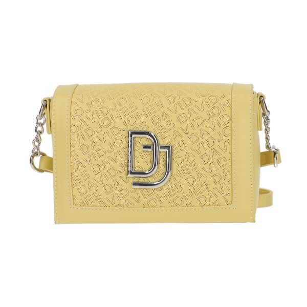 Poseta casual dama piele ecologica perforata galbena cu clapeta David Jones BSDJPO2102149 120