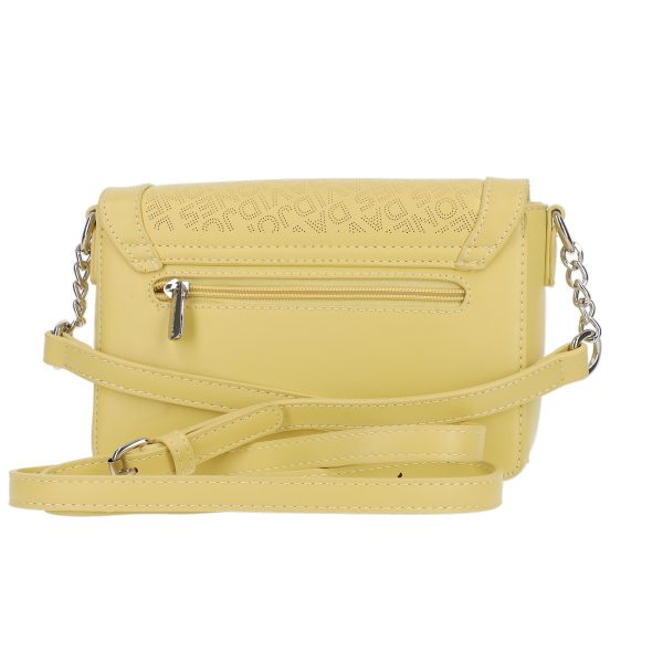 Poseta casual dama piele ecologica perforata galbena cu clapeta David Jones BSDJPO2102149 123
