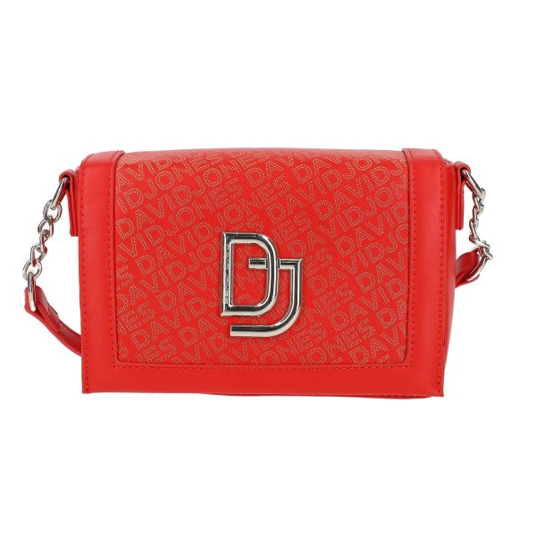 Poseta casual de umar din piele eco perforata rosie cu clapeta David Jones BSDJPO2102150 120