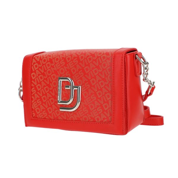 Poseta casual de umar din piele eco perforata rosie cu clapeta David Jones BSDJPO2102150 124