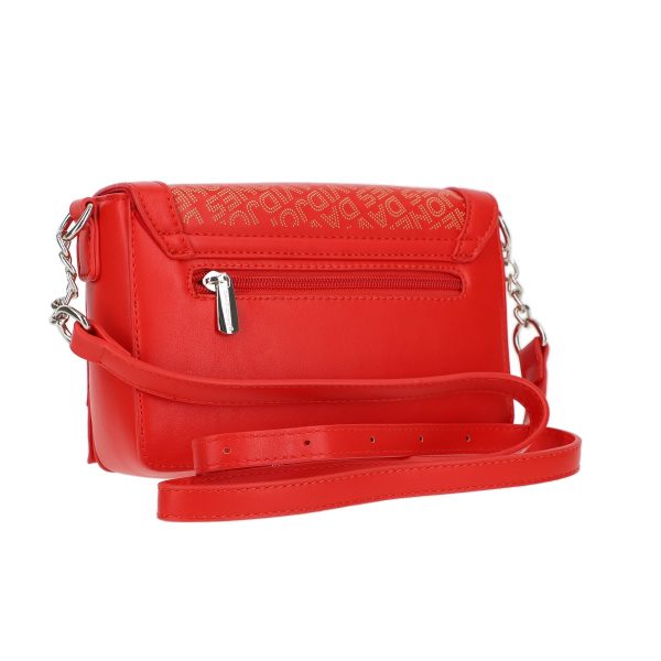 Poseta casual de umar din piele eco perforata rosie cu clapeta David Jones BSDJPO2102150 123