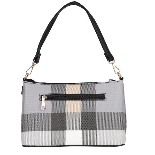 Poseta casual de dama din piele eco in carouri gri negru cu un compartiment Gallantry BSGAPO2104033 121