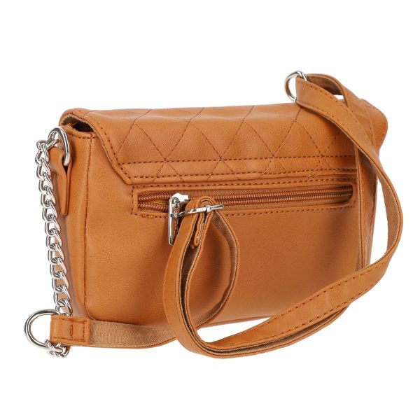 Poseta casual femei din piele ecologica maro cu lantisor David Jones BSDJPOCA210243 121