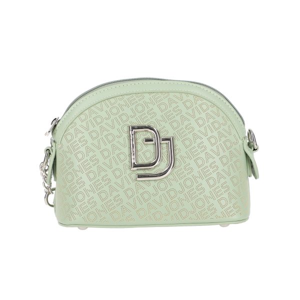 Poseta mini de umar femei din piele ecologica verde perforata cu doua buzunare David Jones BSDJPO2102154 119